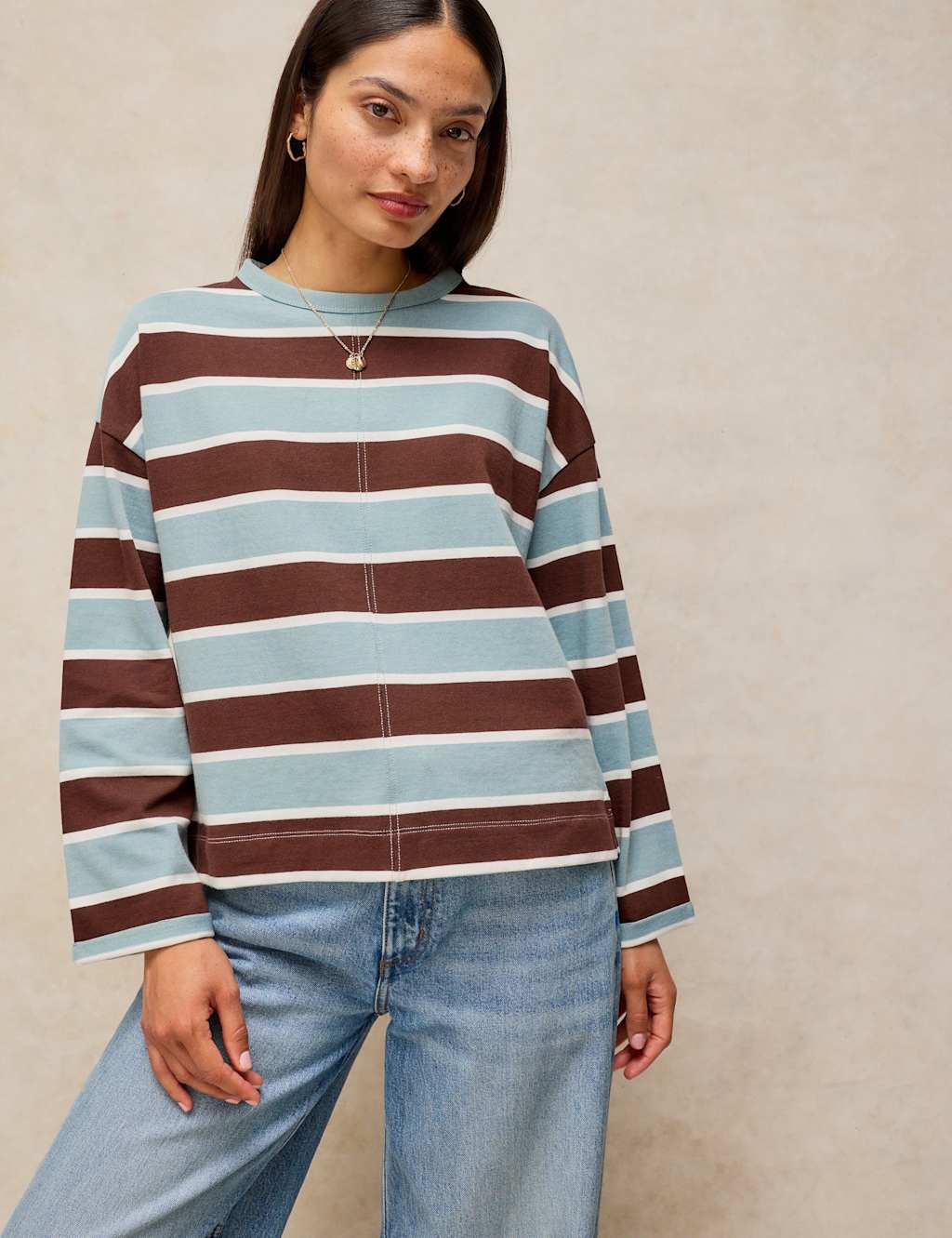 White Stuff Women's Pure Cotton Striped T-Shirt - 22 - Blue Mix - Available at M&S