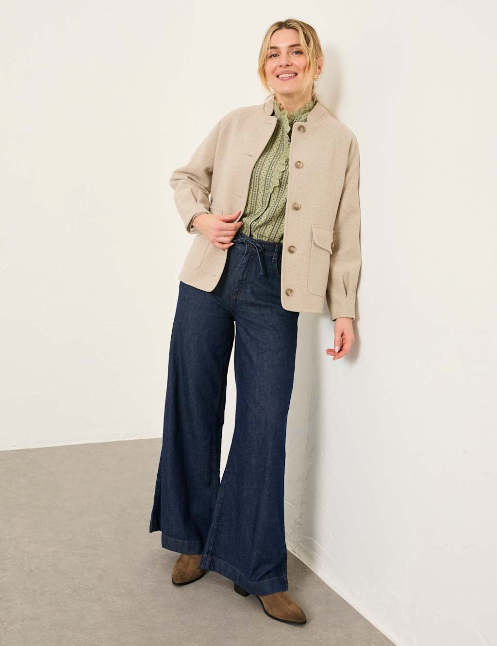 Fatface Women's Wool Blend Collared Utility Jacket - 16 - Natural - Available at M&S
