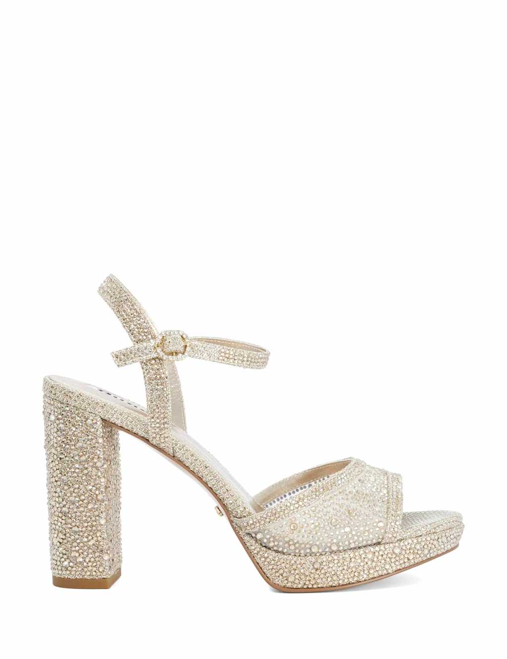 Dune London Women's Diamante Platform Almond Toe Sandals - 7 - Gold - Available at M&S