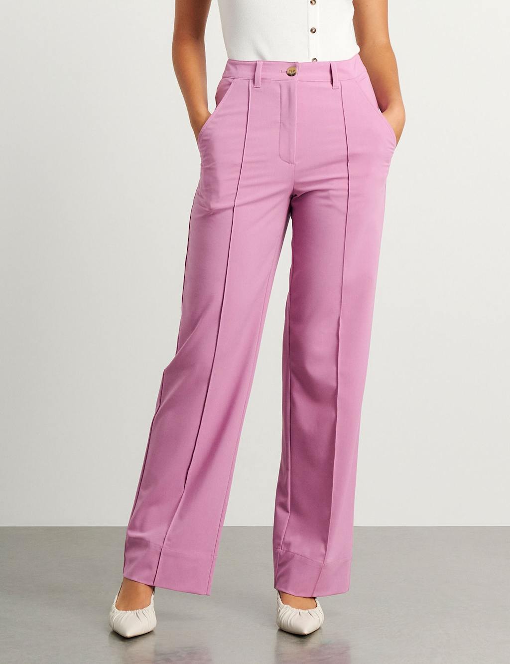 Jag Pintuck Straight Leg Trousers Pink