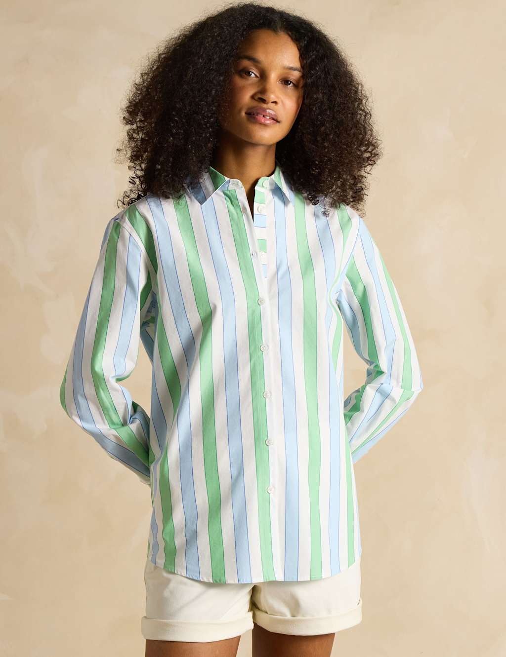 Pure Cotton Striped Collared Relaxed Shirt