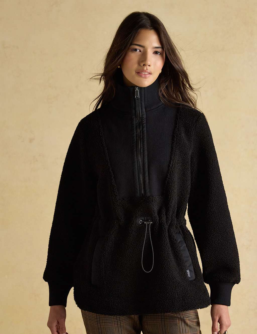 Joules Textured Fleece Jacket Black