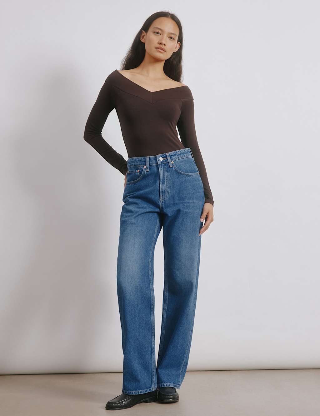 Albaray Mid Rise Straight Leg Jeans Blue Denim