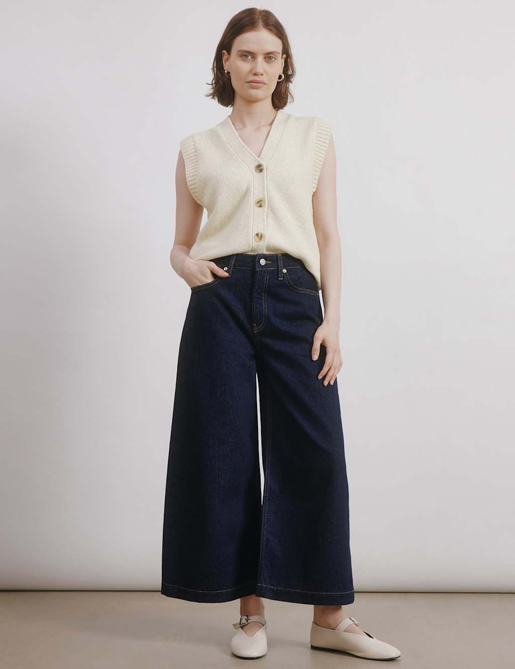 Albaray Denim Straight Leg Culottes Indigo