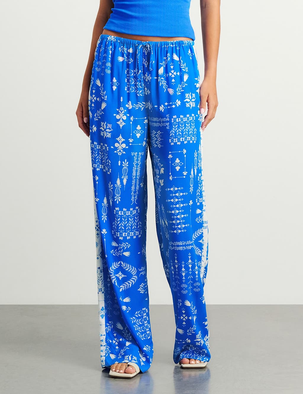 Jag Printed Drawstring Trousers Blue Mix