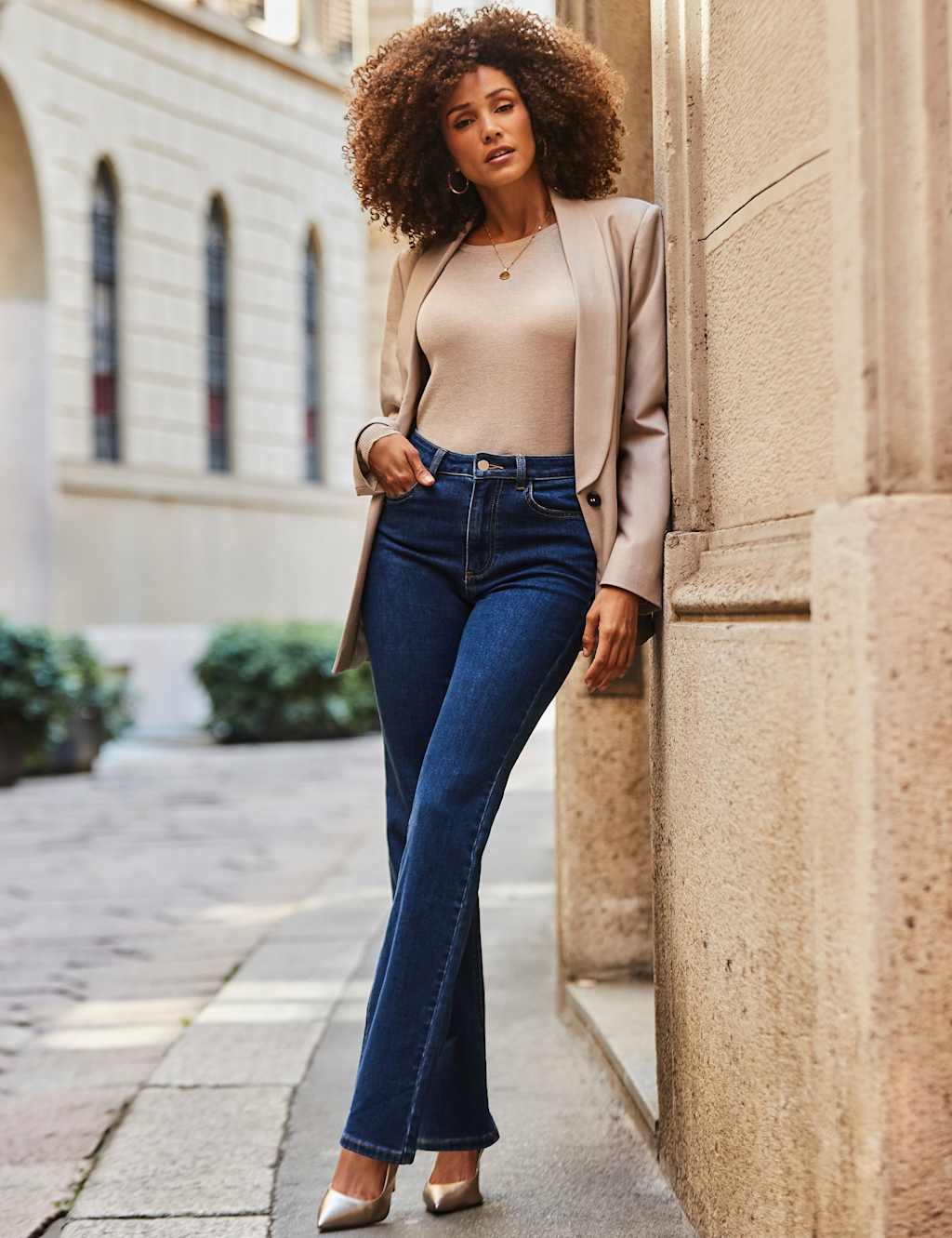 SOSANDAR Mid Rise Straight Leg Jeans Blue