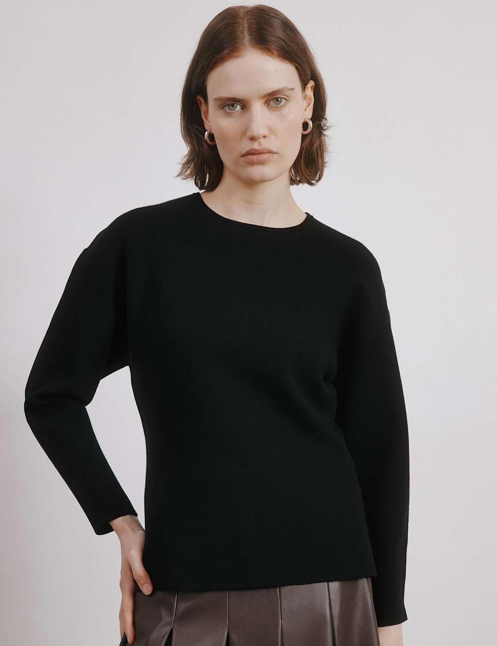 Albaray Women's Crew Neck Balloon Sleeve Fitted Jumper - 12 - Black, Black