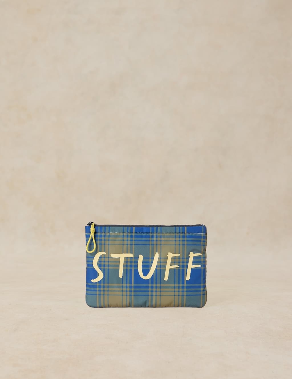 White Stuff Women's Checked 'stuff' Zipped Pouch - Green Mix - Available at M&S