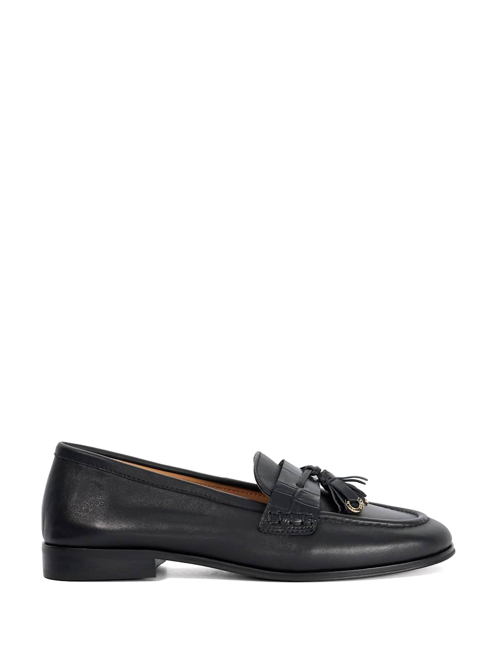 Dune London Women's Leather Slip On Block Heel Loafers - 5 - Black - Available at M&S