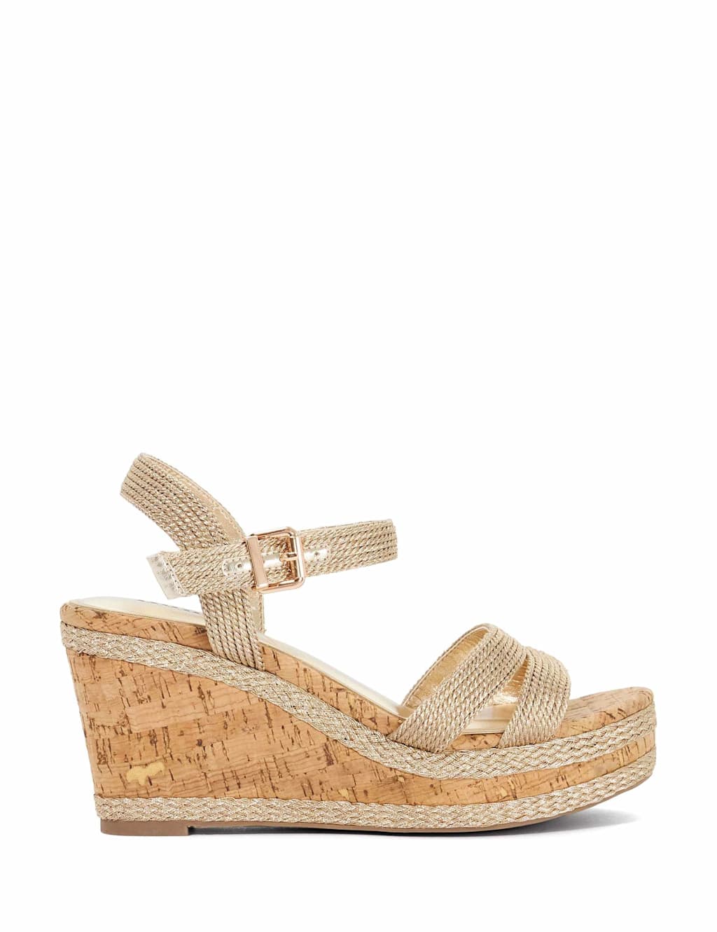 Dune London Women's Buckle Wedge Sandals - 4 - Gold - Available at M&S