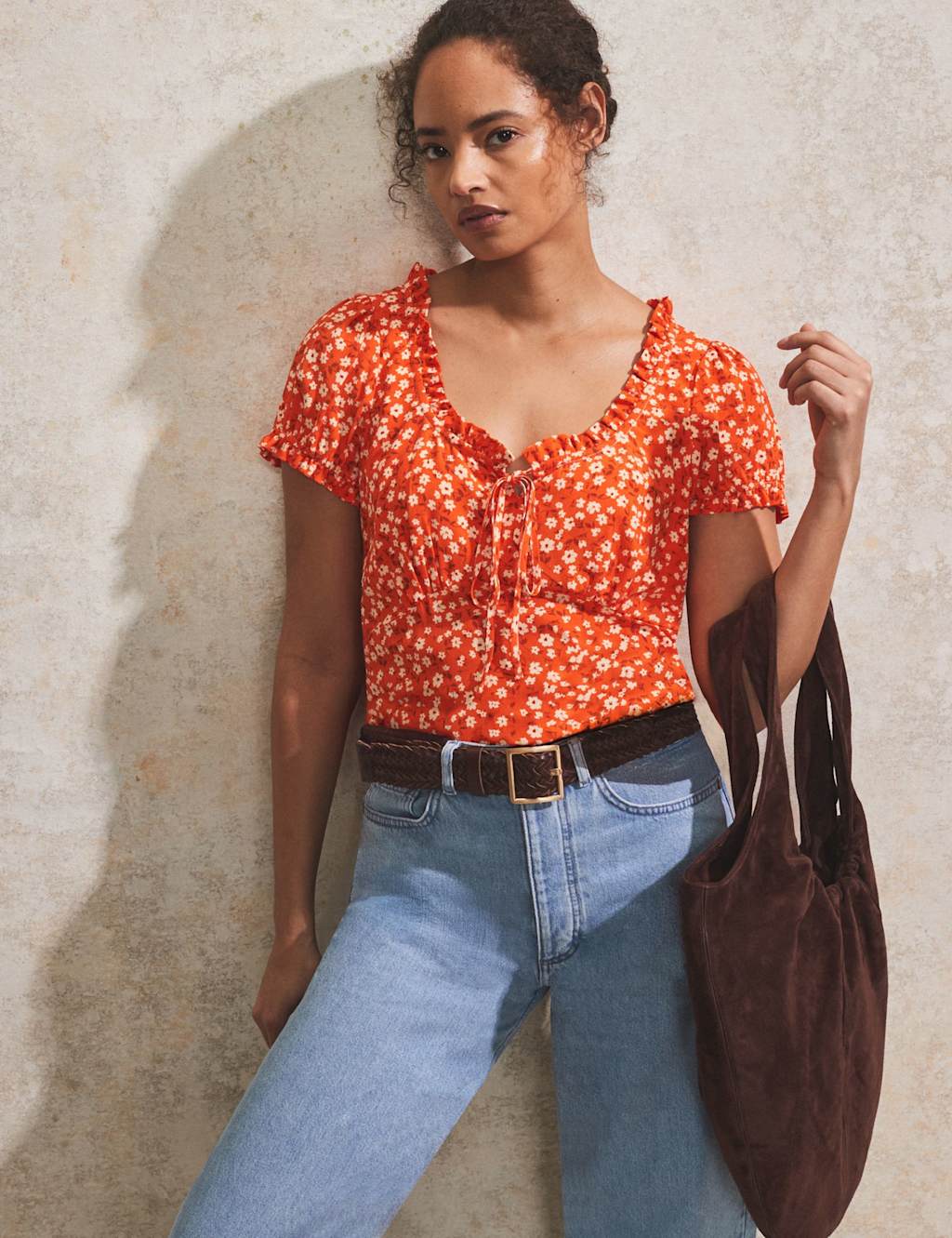 Floral Tie Neck Top