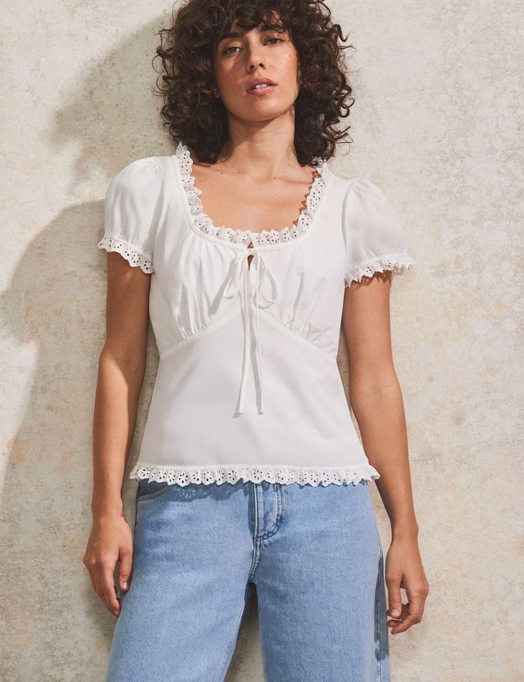Pure Cotton Frill Detail Top
