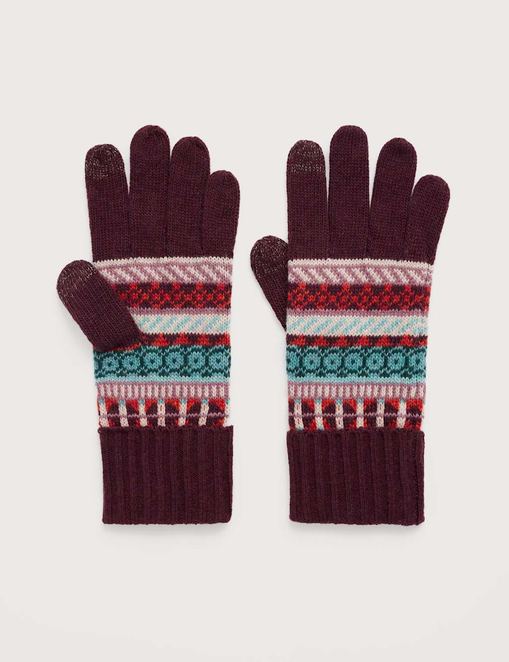 Seasalt Cornwall Knitted Fair Isle Gloves with Merino Wool Multi