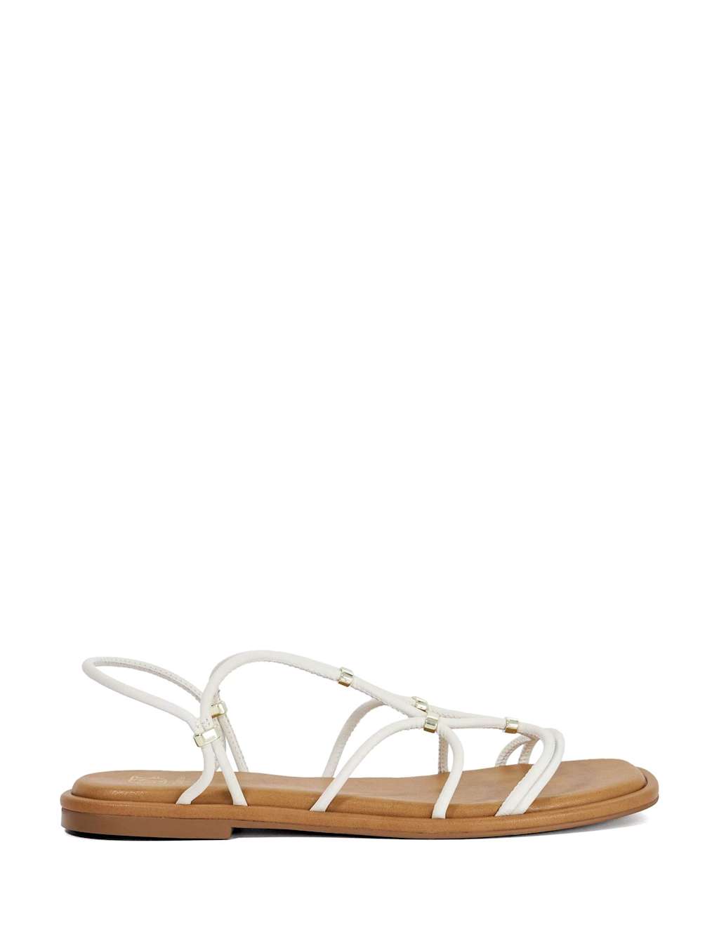 Dune London Women's Leather Ankle Strap Flat Sandals - 3 - White - Available at M&S