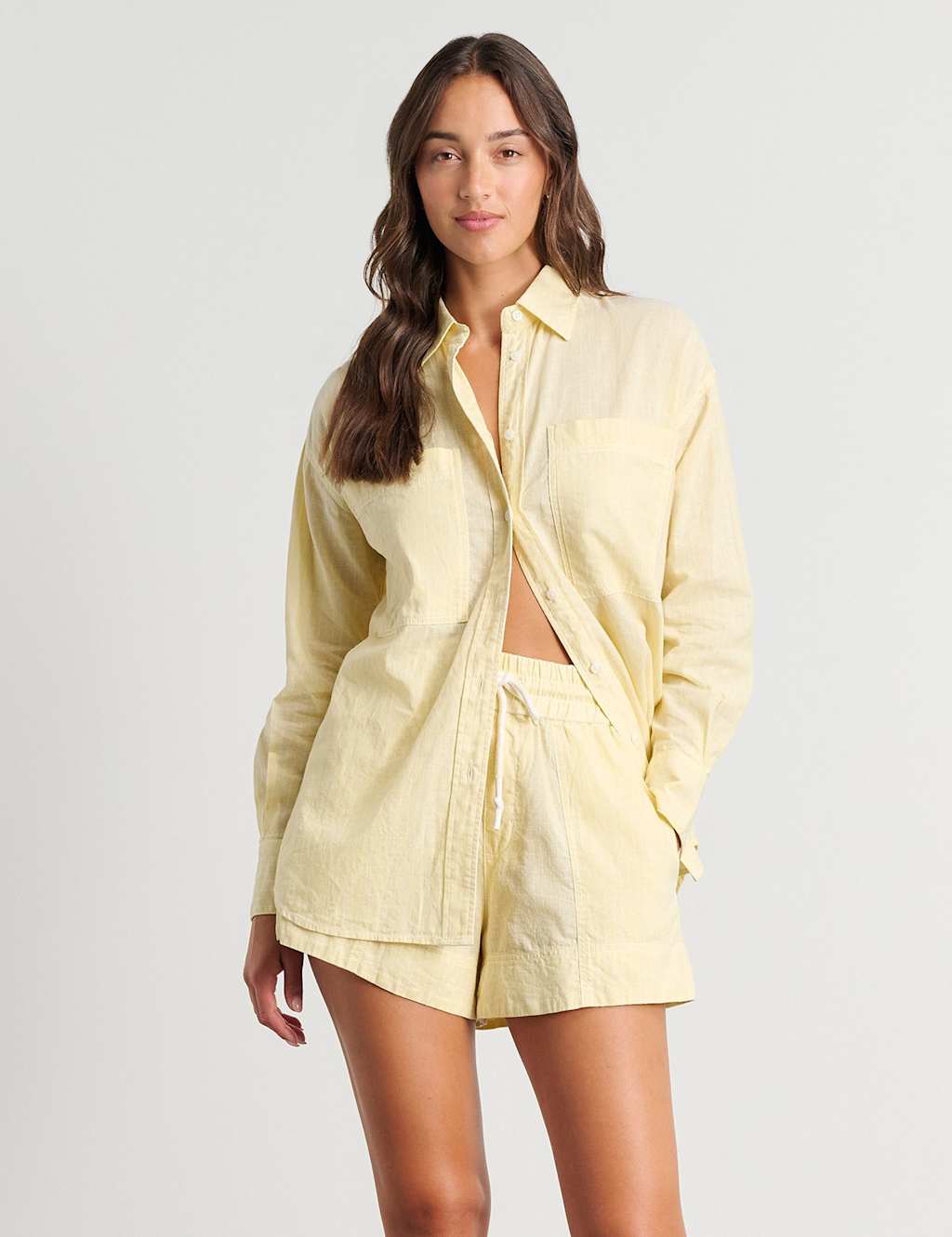 Jag Linen Rich Striped Shirt Yellow Mix