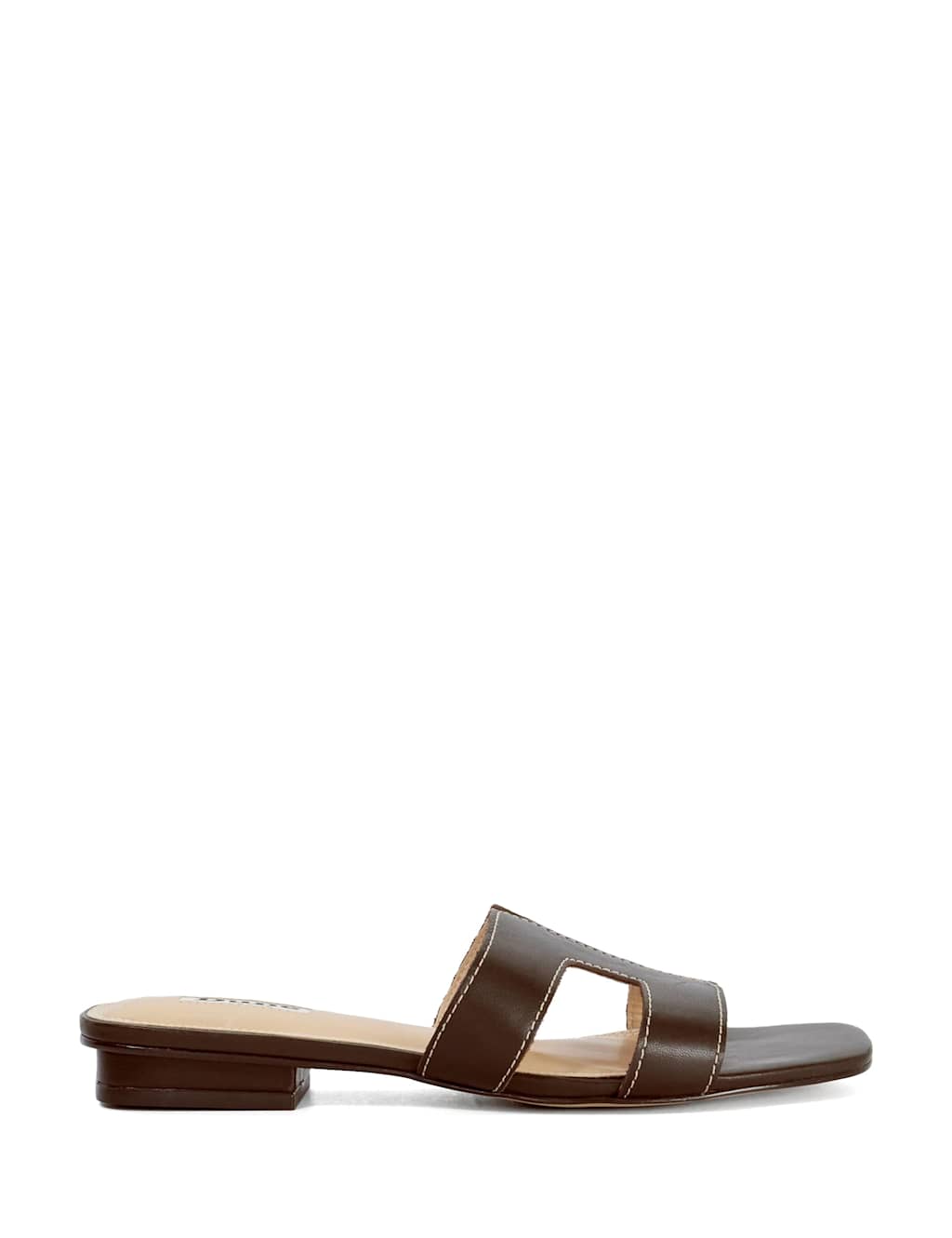 Dune London Women's Leather Block Heel Sliders - 8 - Brown - Available at M&S