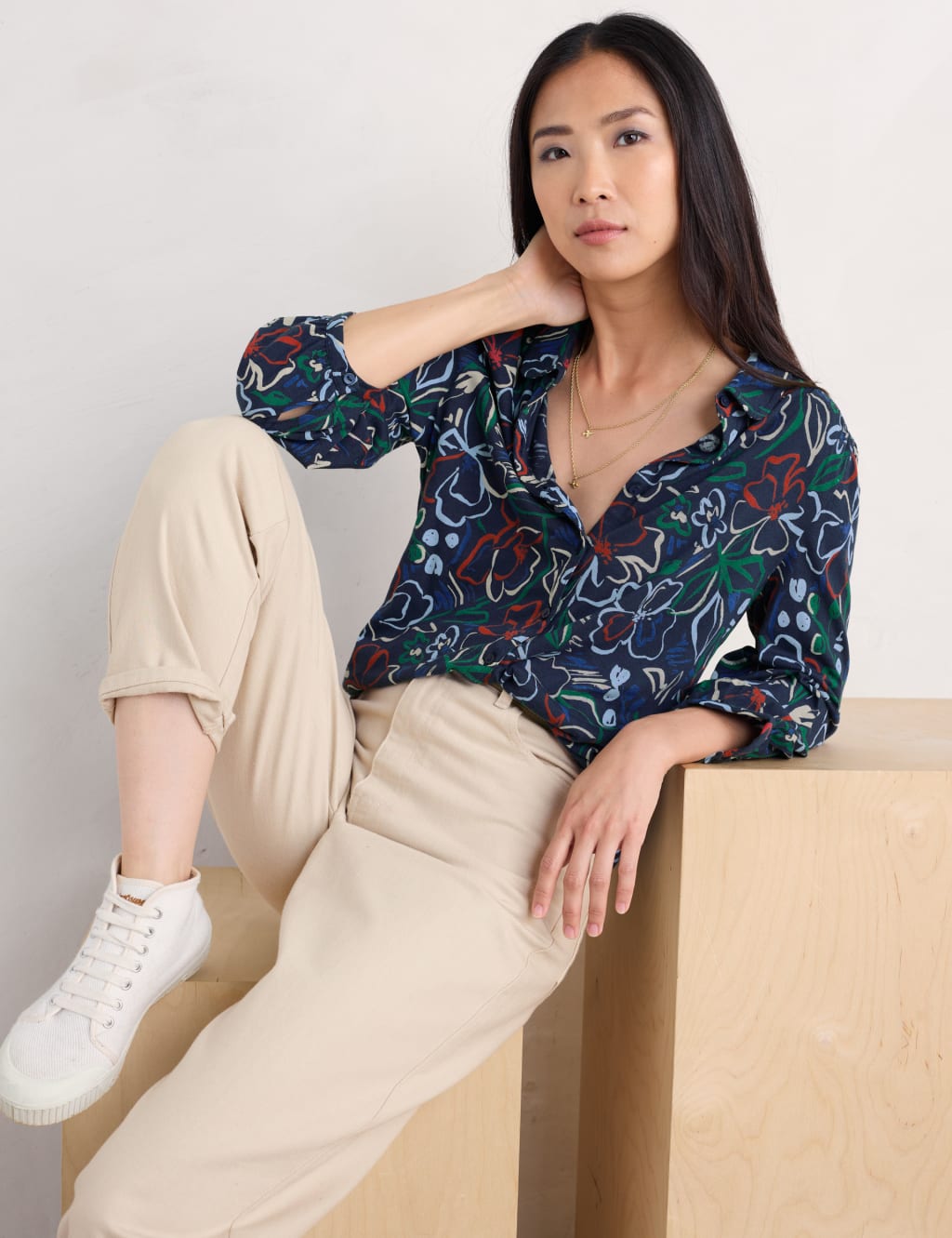 Jersey Floral Collared Shirt