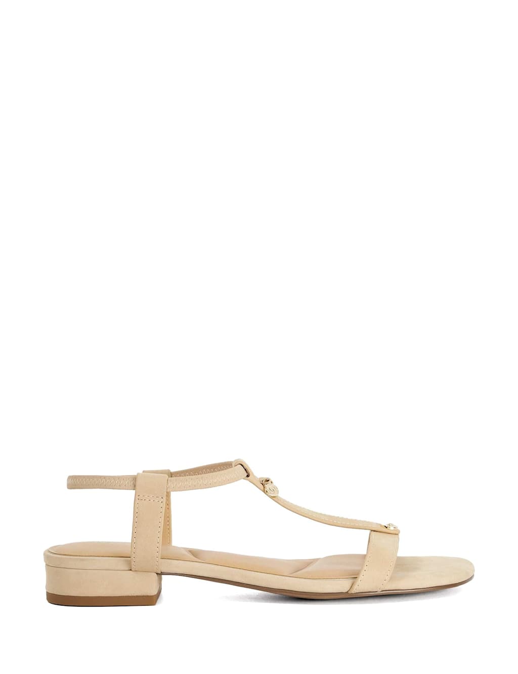 Dune London Women's Leather T Bar Block Heel Sandals - 5 - Ecru - Available at M&S