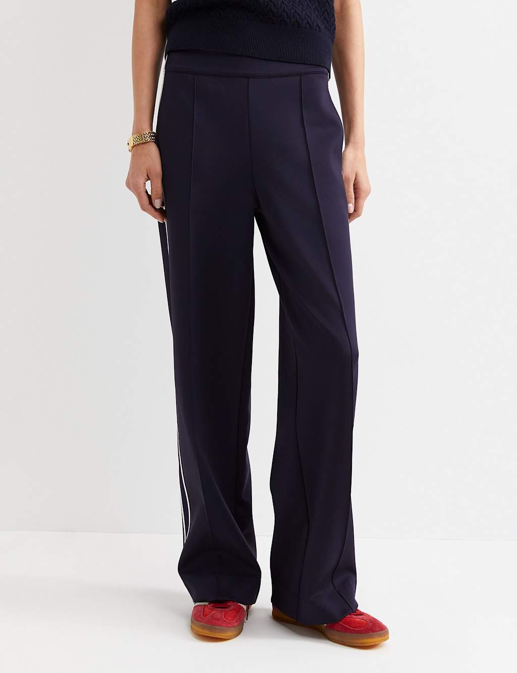 Sportscraft Side Stripe Elasticated Waist Wide Leg Joggers Navy Mix