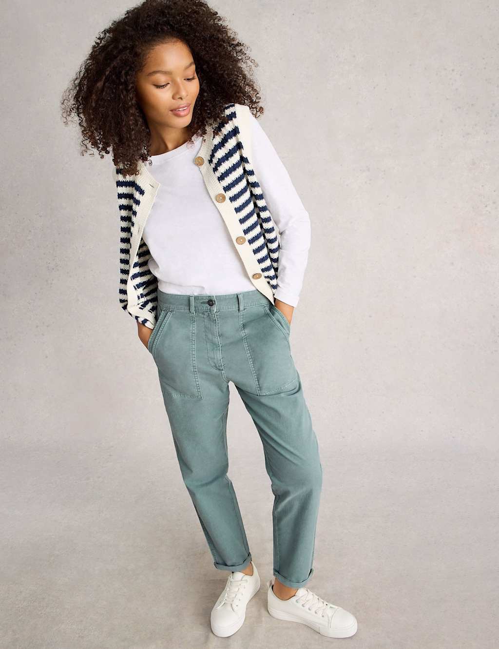 White Stuff Women's Cotton Rich Straight Leg Chinos with Linen - 22 - Blue - Available at M&S