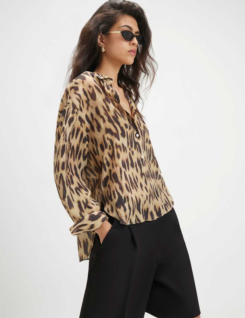 River Island Women's Animal Print Collared Shirt - 12 - Beige Mix - Available at M&S