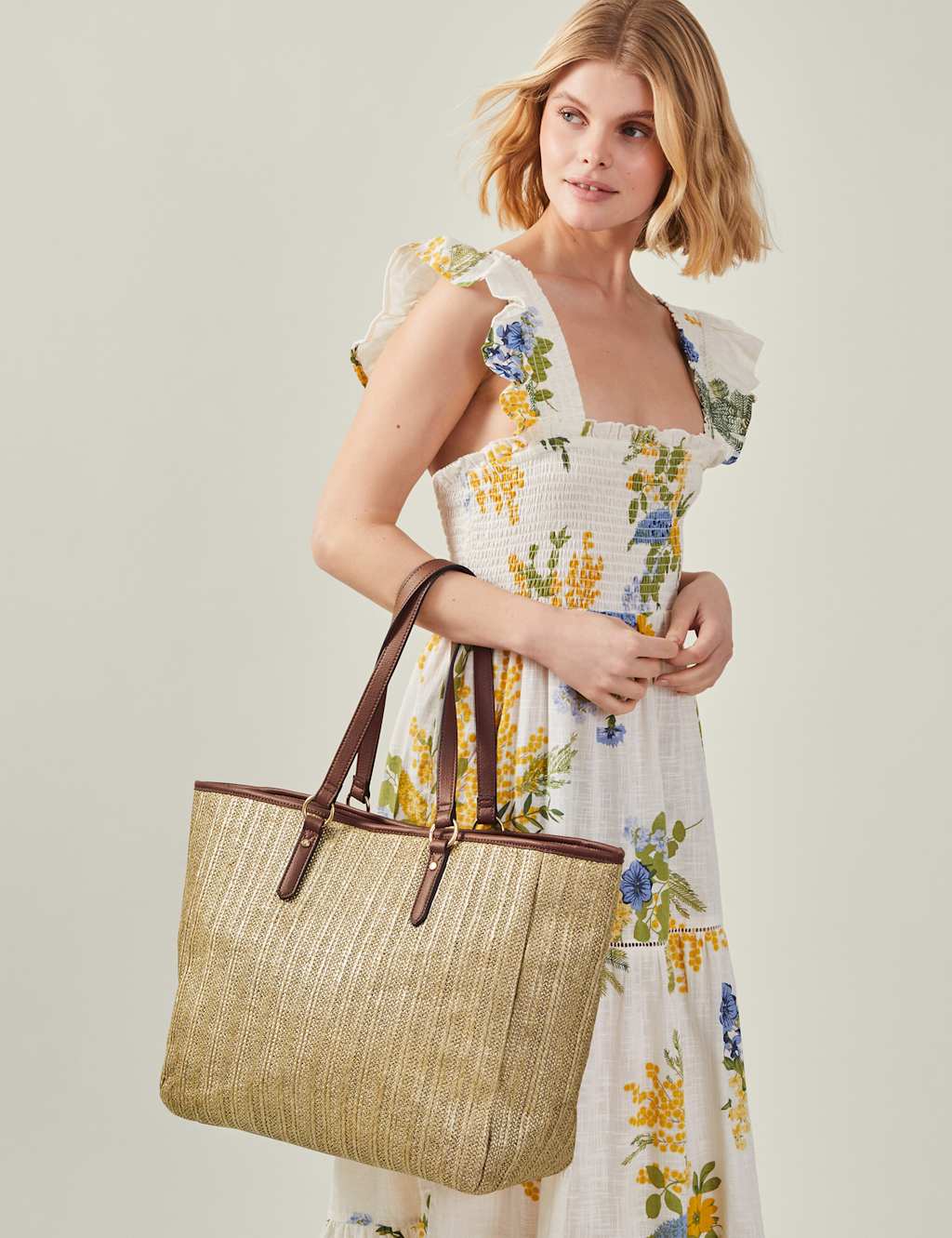 Raffia Metallic Shopper