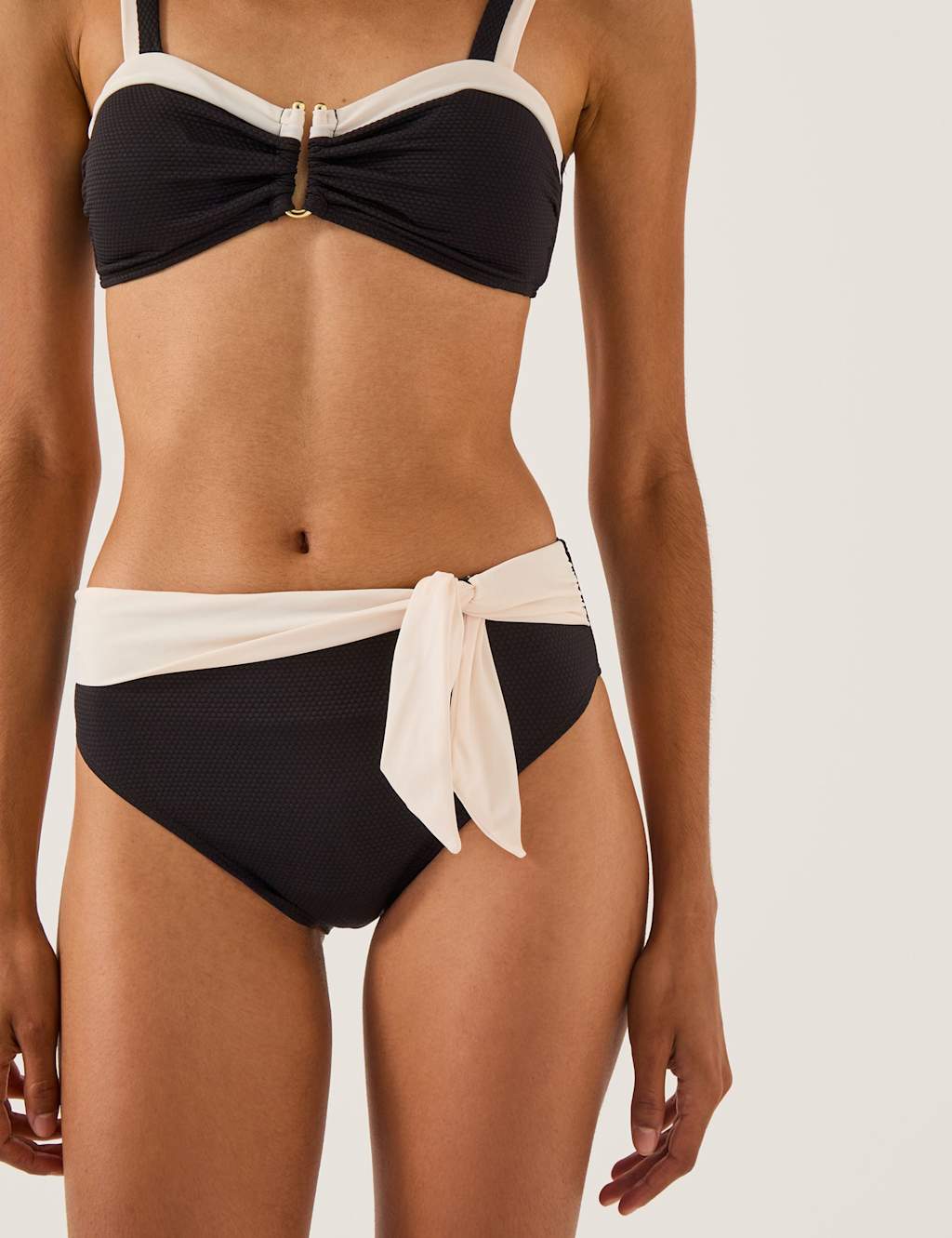 Monsoon Women's Tie Front High Waisted Bottoms - 12 - Black - Available at M&S