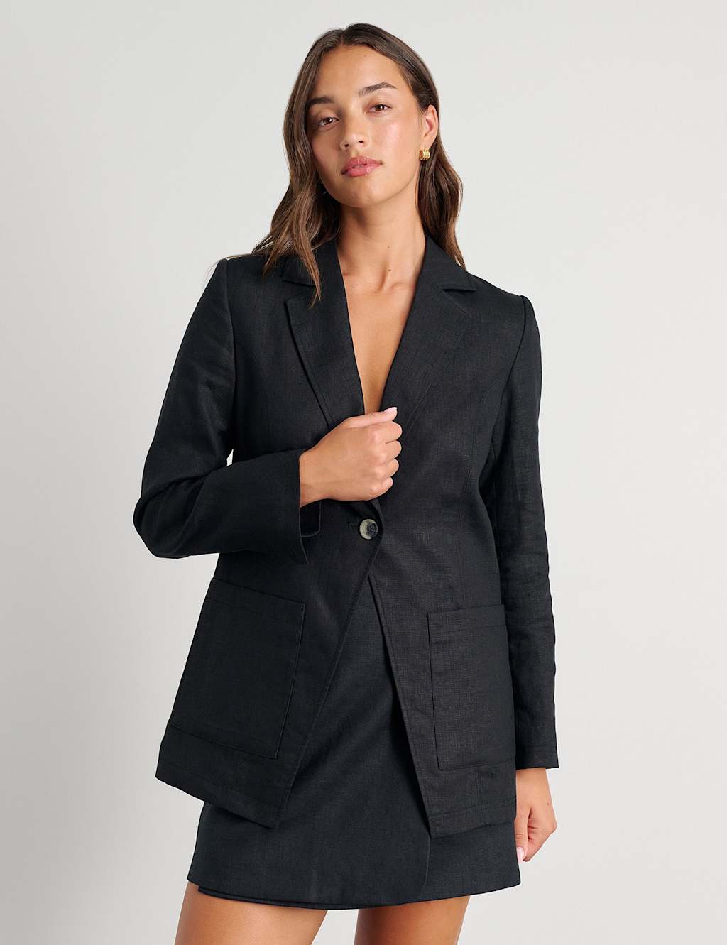 Jag Pure Linen Relaxed Blazer Black