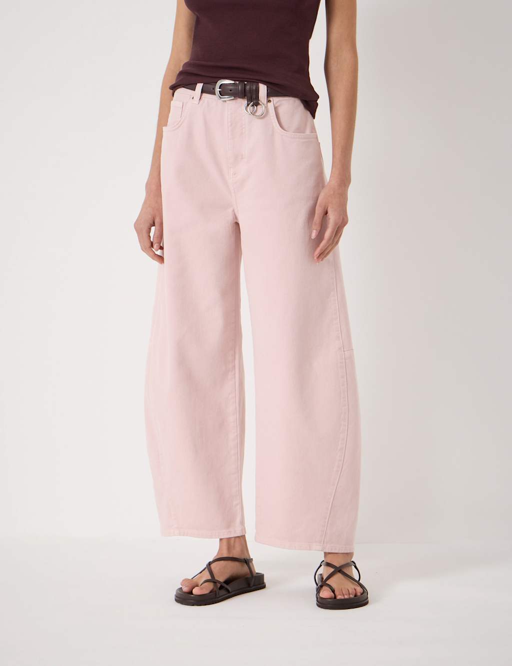 Hush Women's High Waisted Wide Leg Ankle Grazer Jeans - 16 - Light Pink - Available at M&S