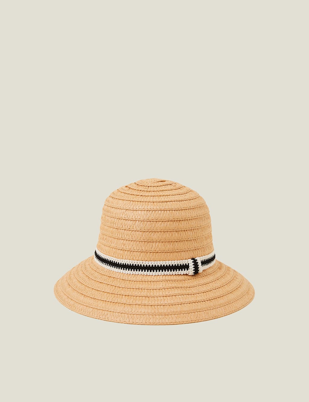 Straw Monochrome Trim Bucket Hat