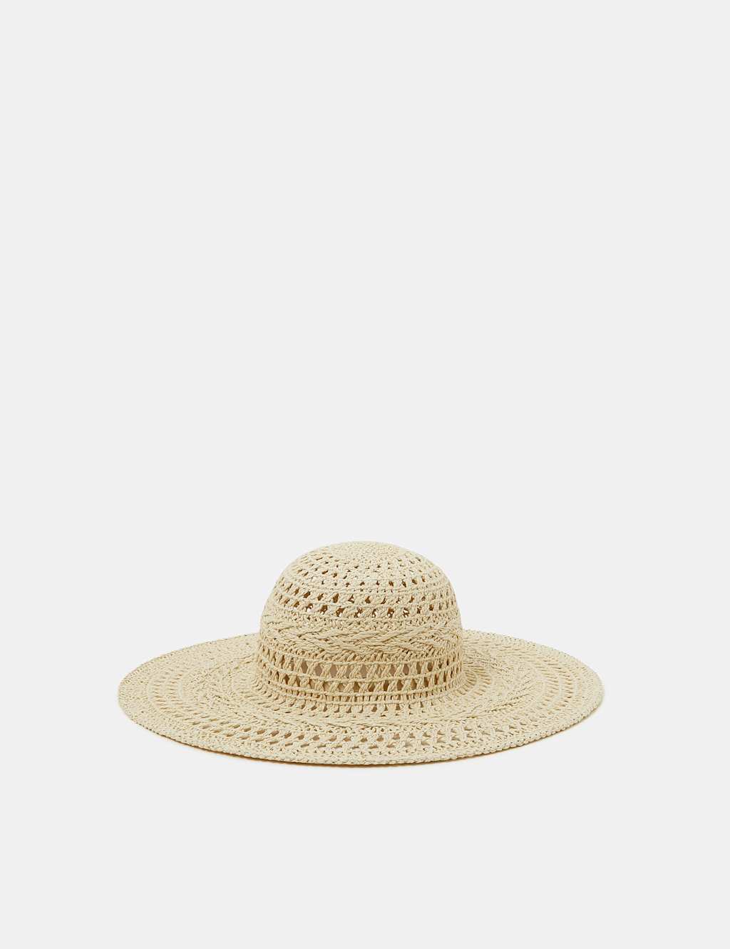 Straw Crochet Wide Brim Hat