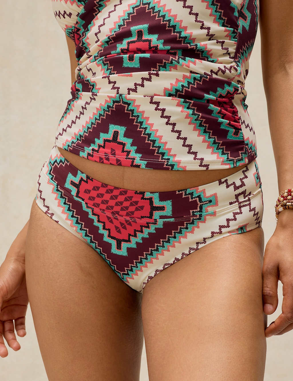 White Stuff Women's Tiger Print High Leg Bikini Bottoms - 16 - White Mix - Available at M&S