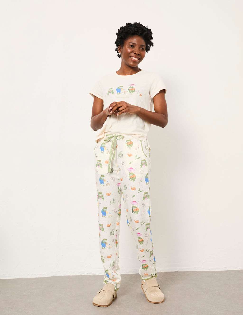 Fatface Women's Pure Cotton Frog Pyjama Top - 8 - Ivory Mix - Available at M&S