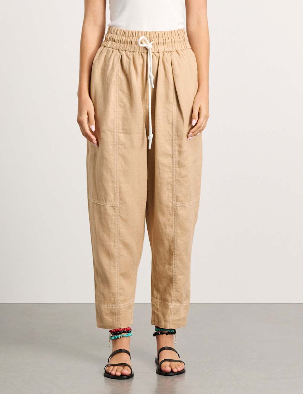 Jag Pure Linen Cargo Pull On Trousers Sand