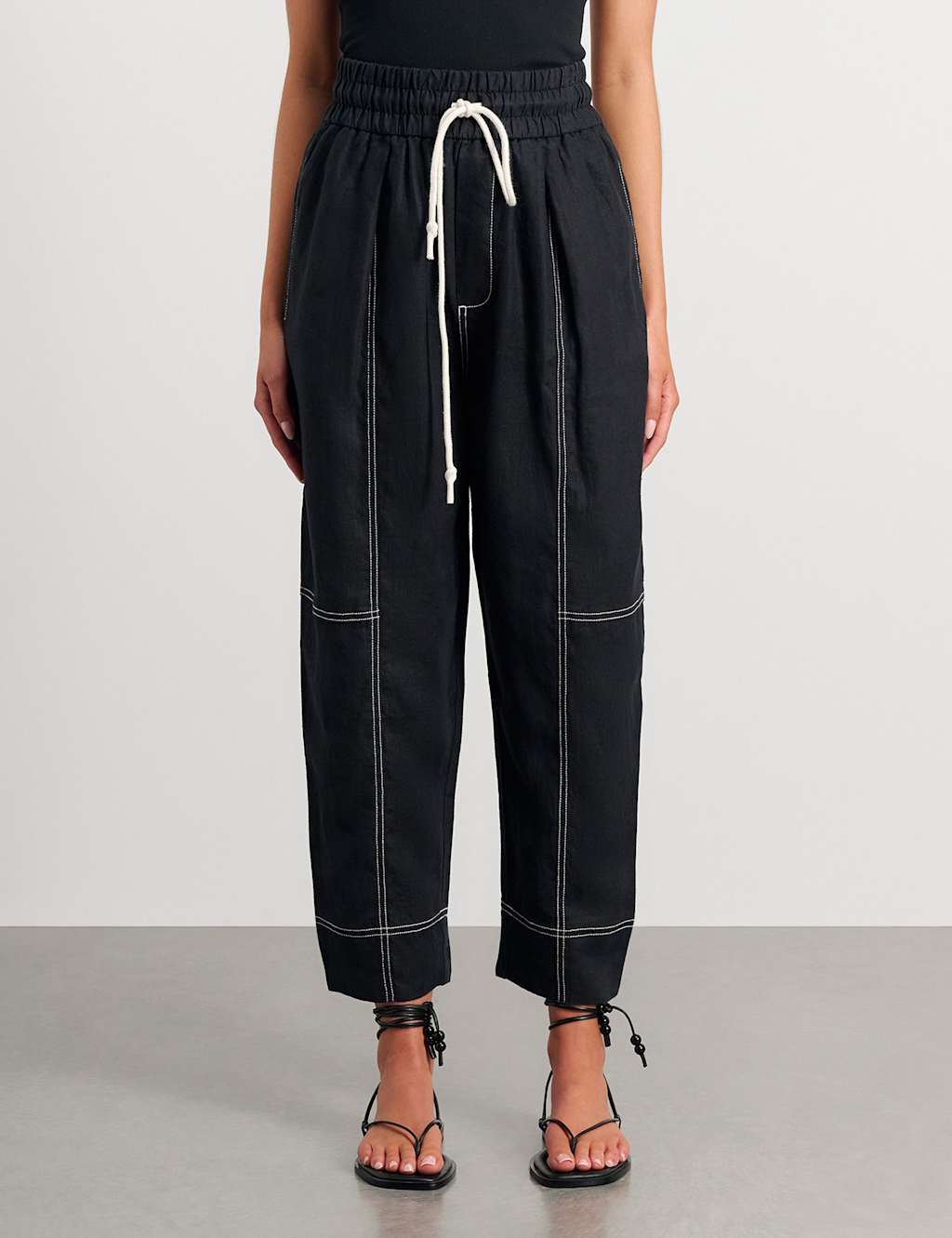 Jag Pure Linen Cargo Pull On Trousers Black