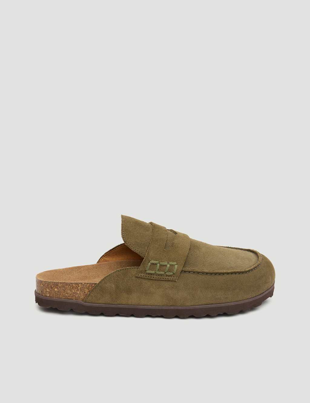 Hush Women's Suede Padded Flat Mules - 38 - Olive - Available at M&S