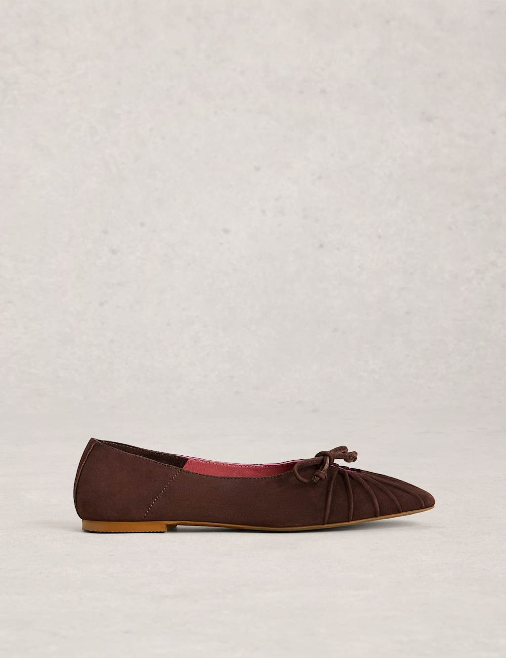 White Stuff Women's Suede Lace Up Flat Ballet Pumps - 7 - Brown - Available at M&S