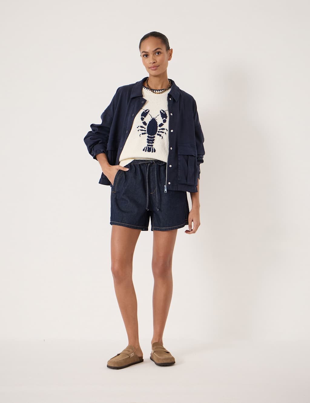 Hush Women's Pure Cotton Denim High Waisted Shorts - 10 - Dark Indigo - Available at M&S
