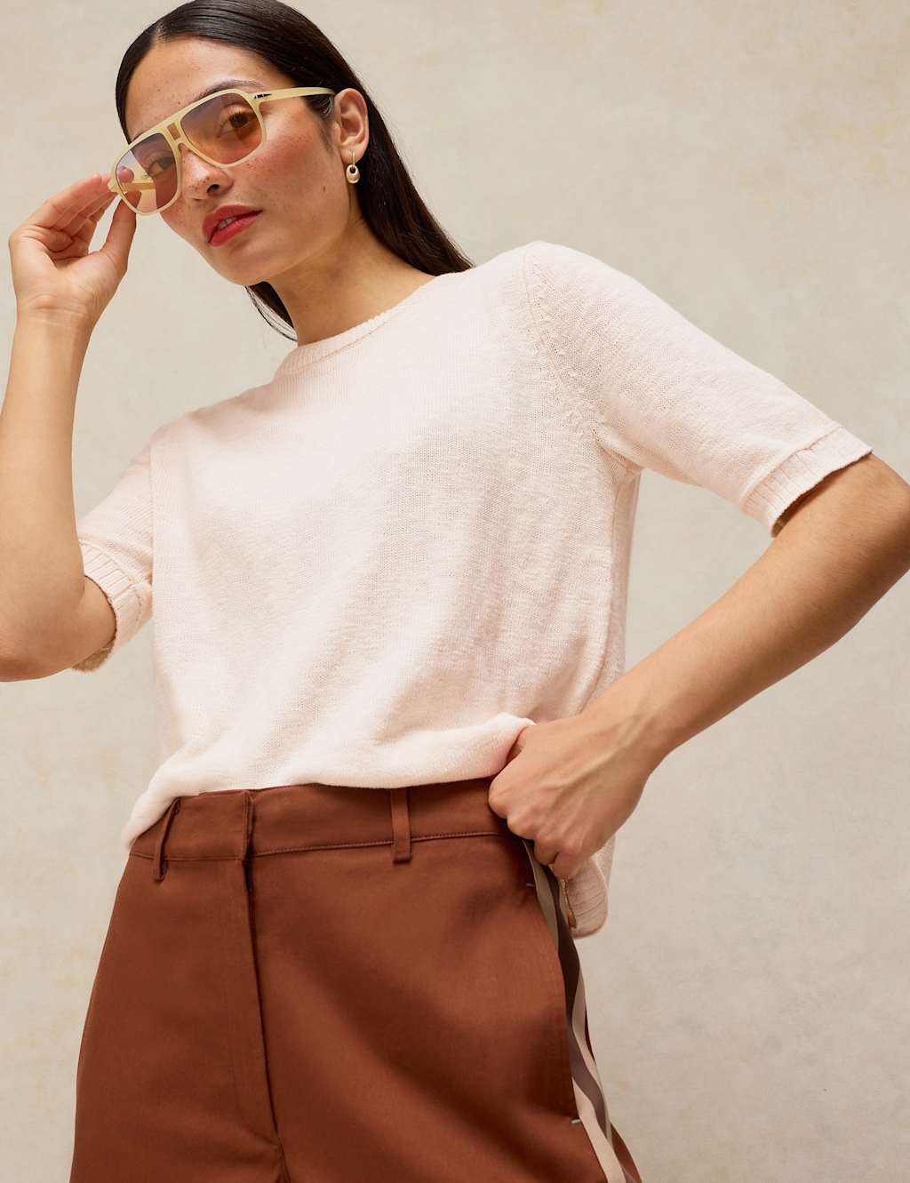 White Stuff Women's Cotton Rich Crew Neck Knitted T-Shirt - 22 - Available at M&S