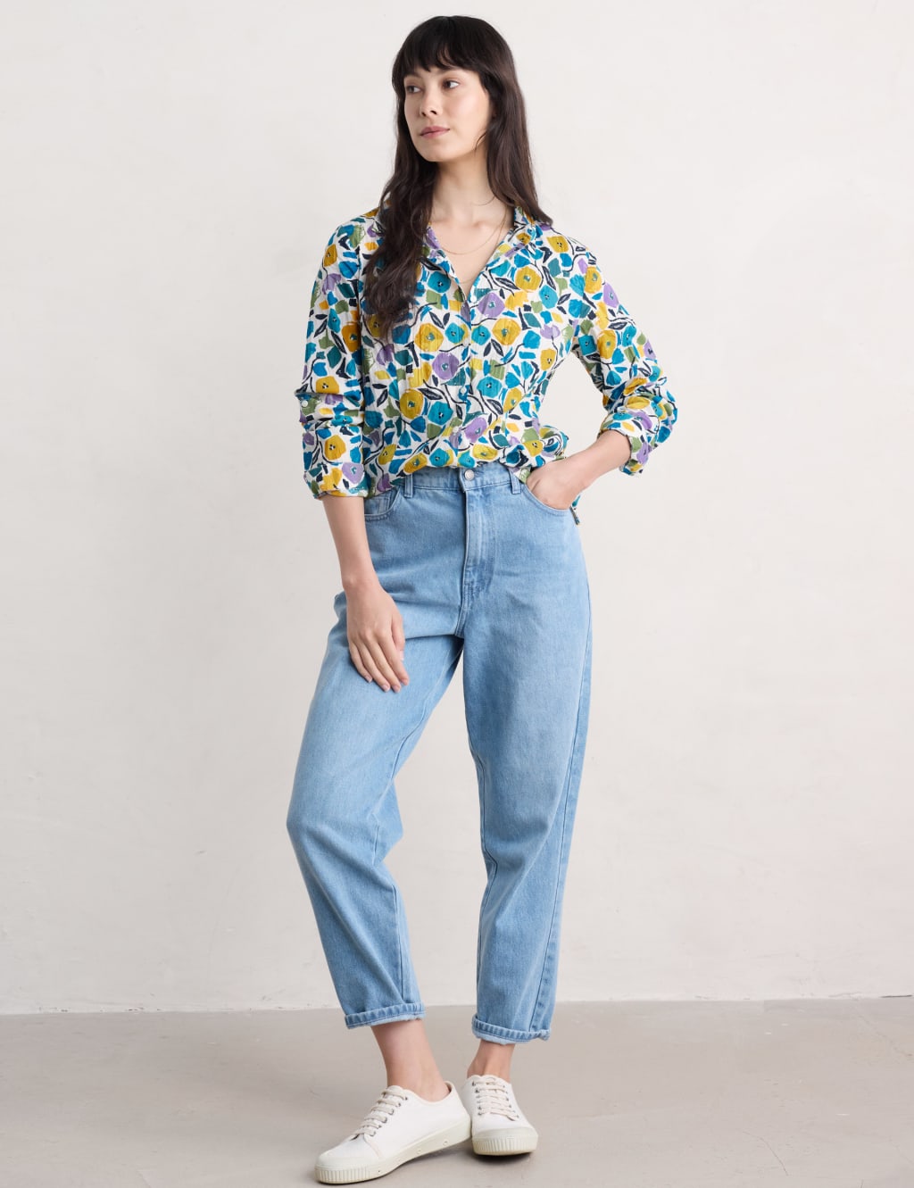 Pure Cotton Floral Collared Shirt