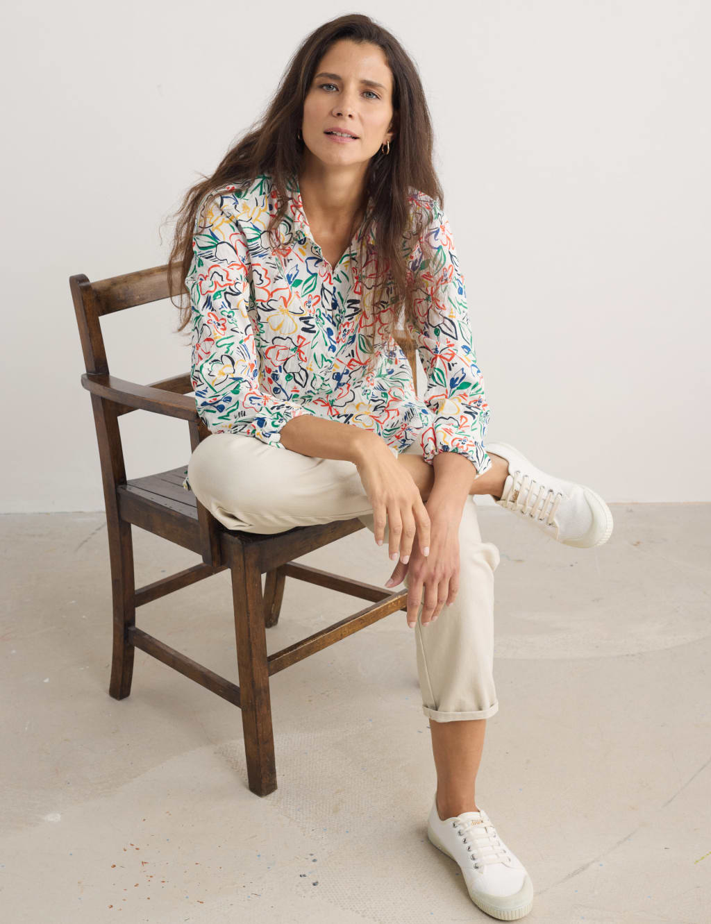Pure Cotton Floral Collared Shirt