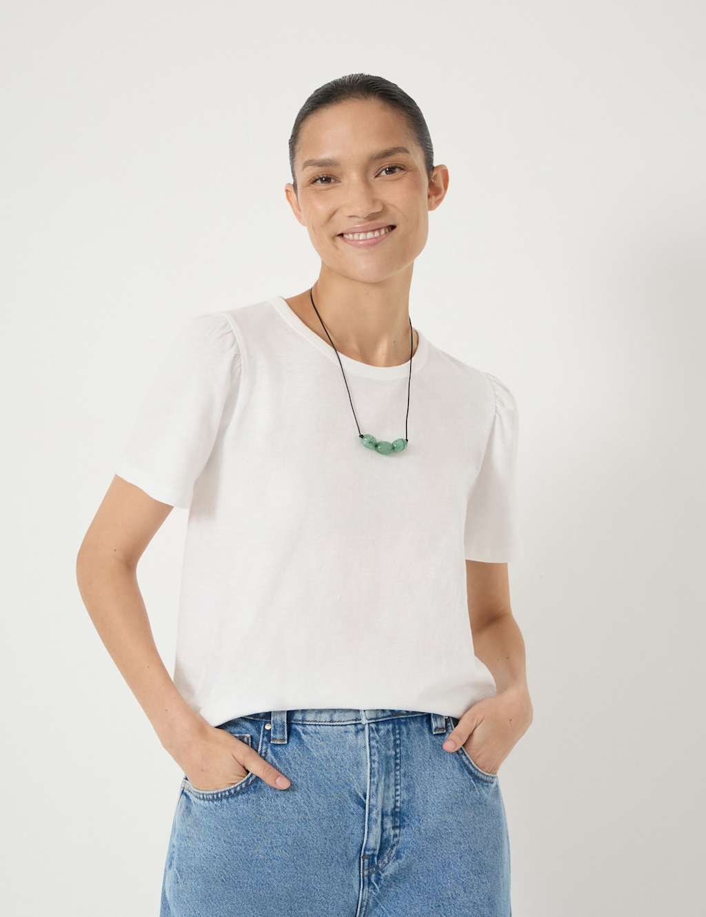 Hush Women's Pure Cotton Puff Sleeve T-Shirt - Small - White - Available at M&S