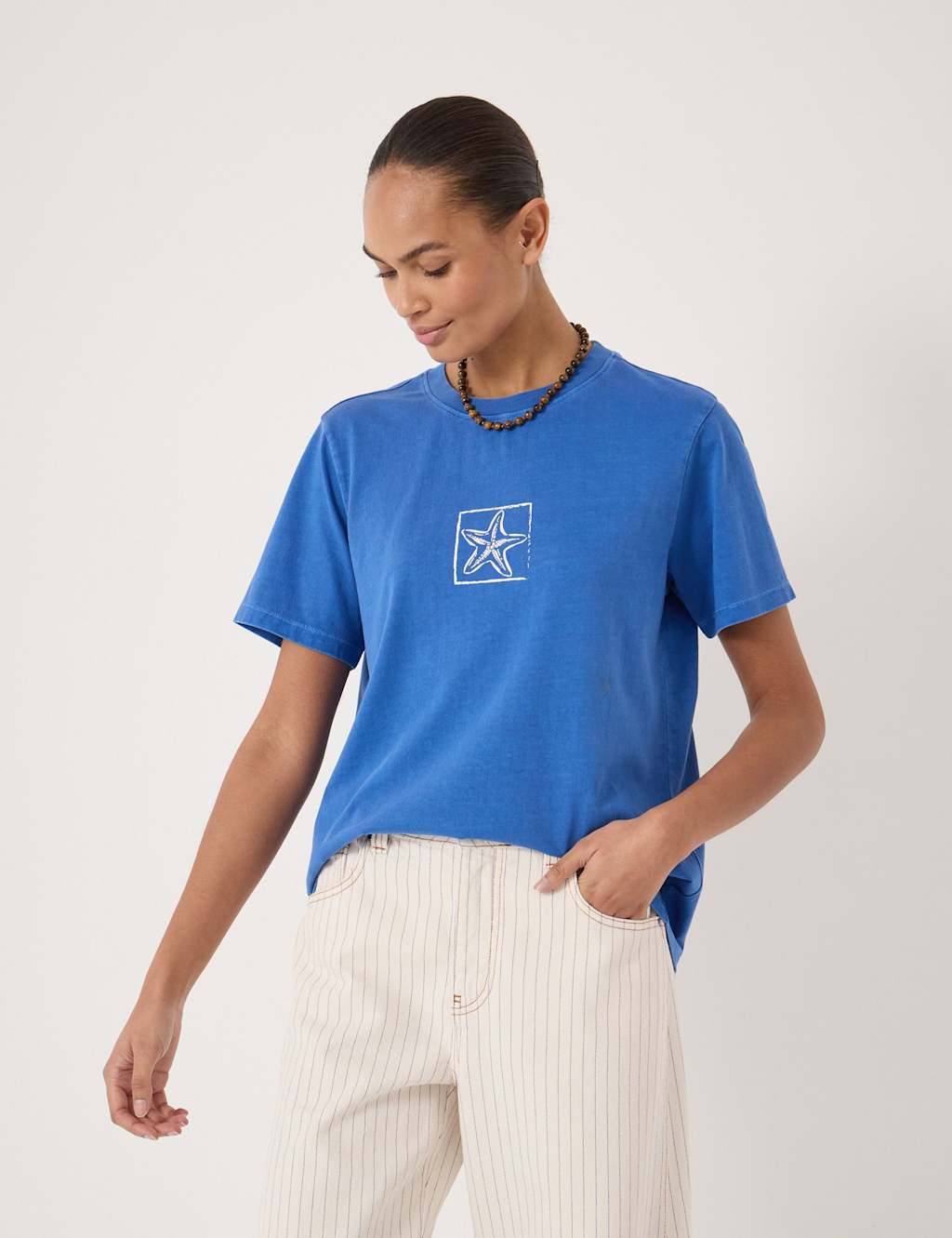 Hush Women's Pure Cotton Starfish T-Shirt - Large-Extra Large - Blue Mix - Available at M&S