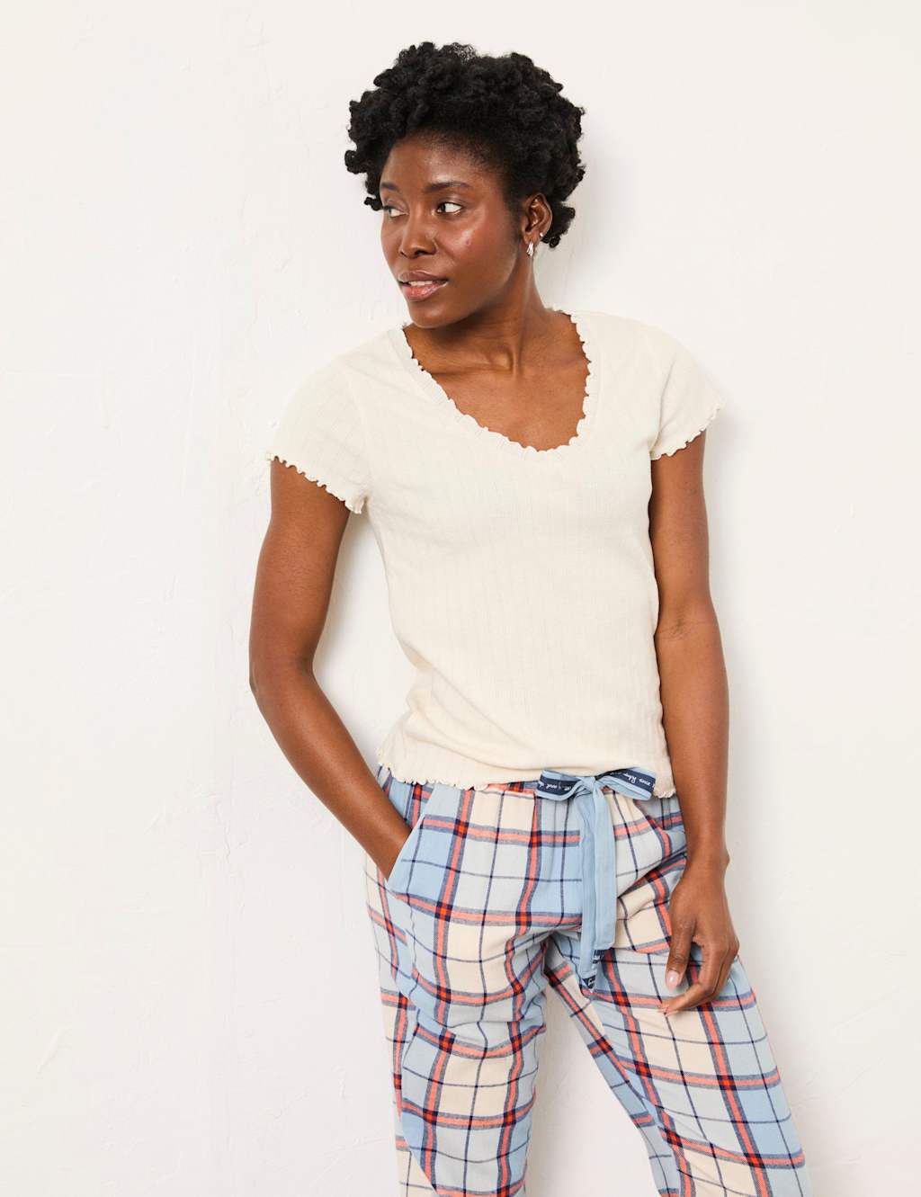 Fatface Women's Cotton Rich Pointelle Pyjama Top - 14 - Ivory - Available at M&S