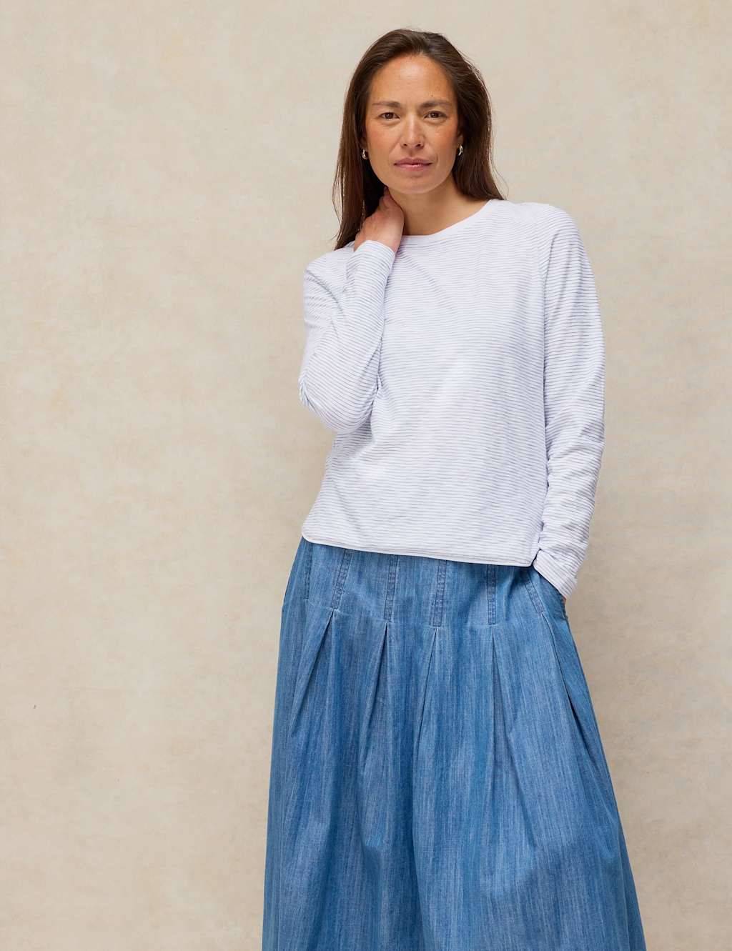 White Stuff Women's Pure Cotton Textured T-Shirt - 16 - White Mix - Available at M&S