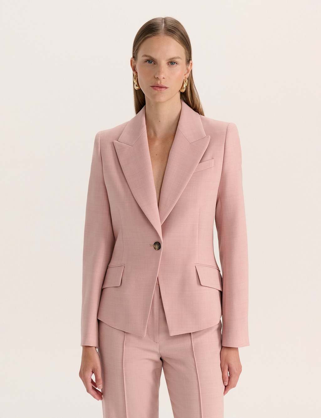 SABA Wool Rich Tailored Single Breasted Blazer Pink