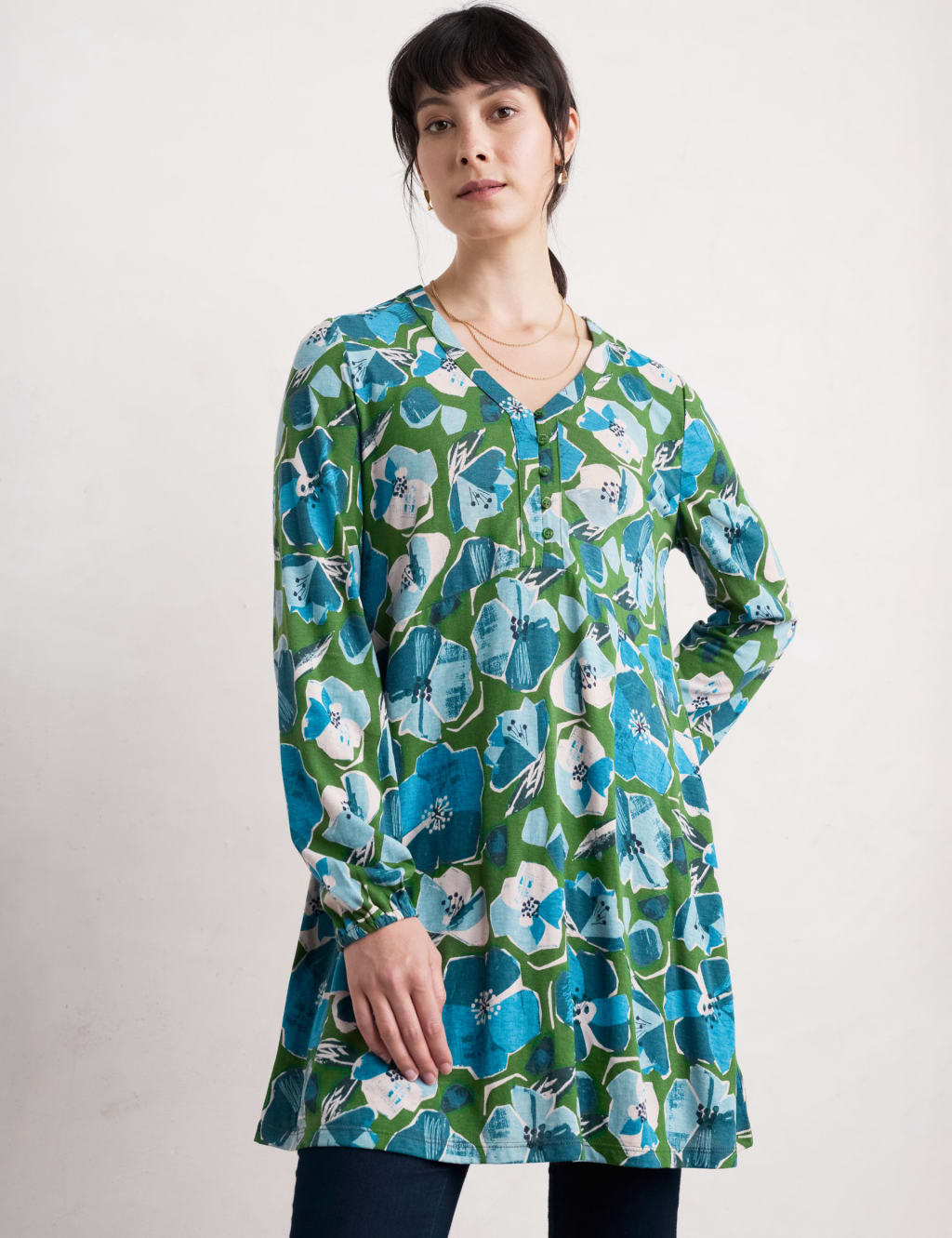 Cotton Modal Blend Floral Tunic