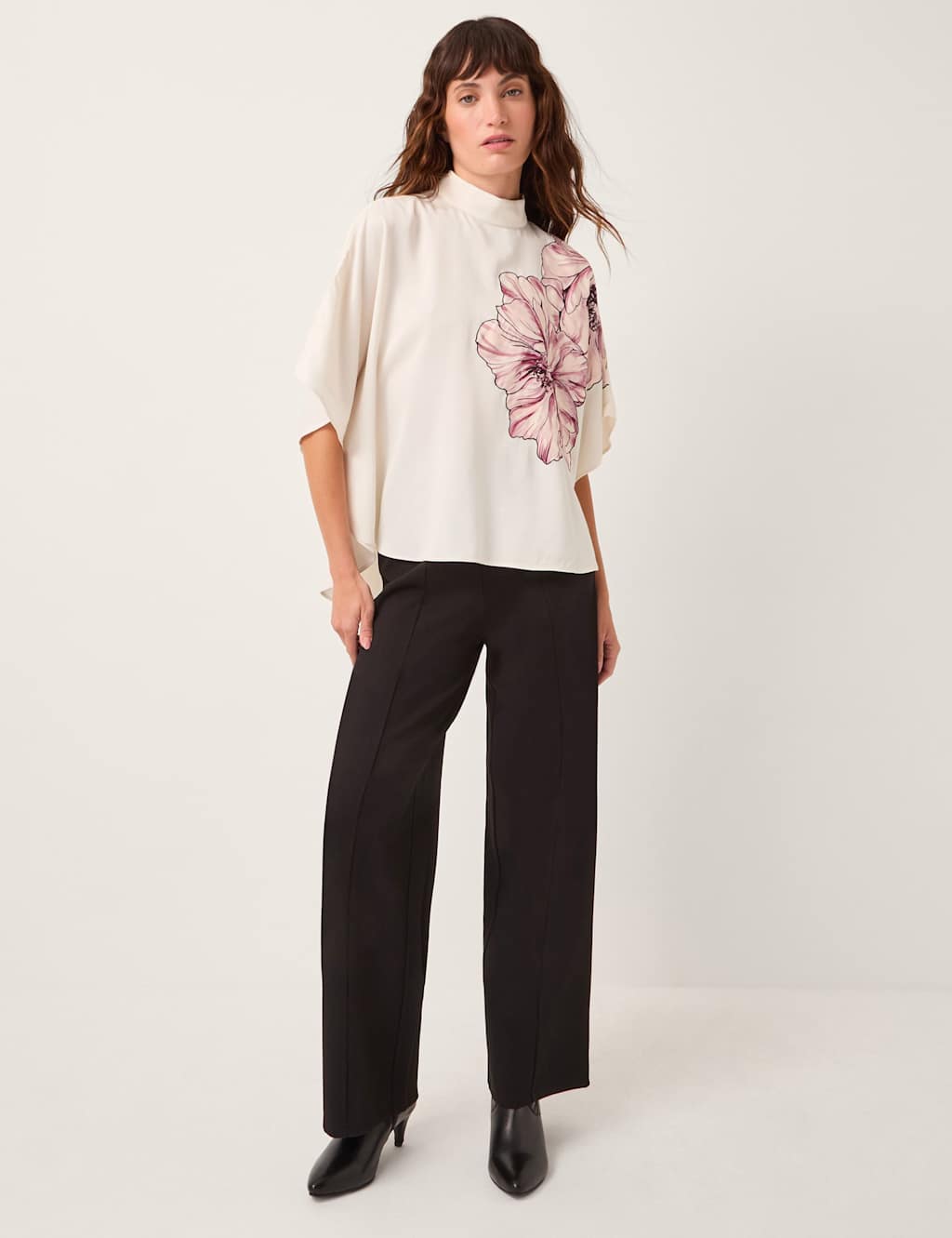 Monsoon Floral High Neck Top Cream Mix