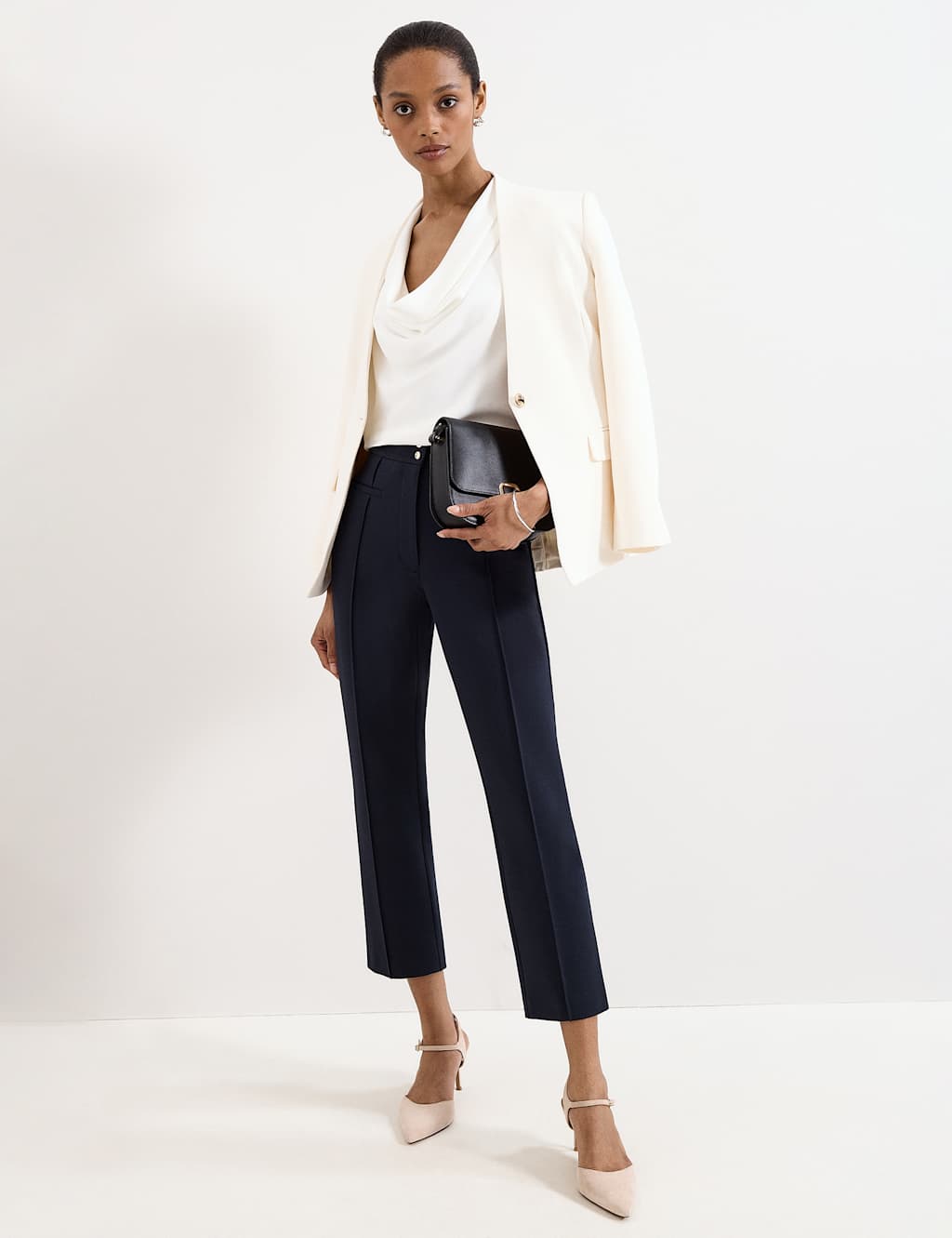 Phase Eight Women's Ponte Skinny Ankle Grazer Trousers - 16 - Navy - Available at M&S