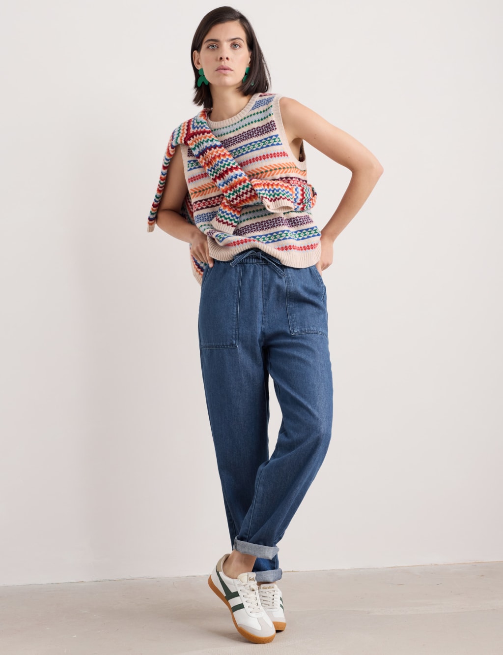 Merino Wool Rich Printed Knitted Vest